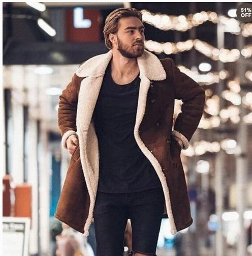 Men's Warm Coat With Fleece Composite Suede