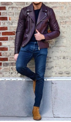 Men's temperament leather coat