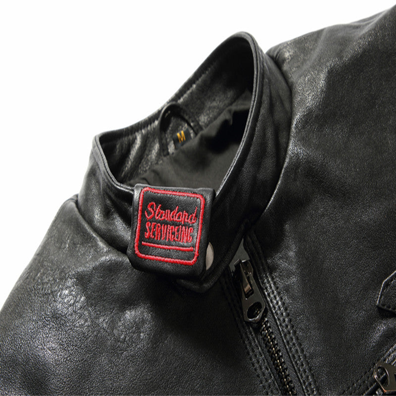 Leather leather jacket men's short leather jacket